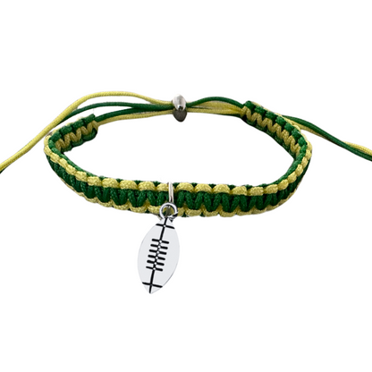 Football Charm Multi Colored Rope Bracelet - Pick Color