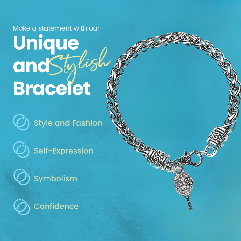 Pickleball Antique Rope Charm Bracelet