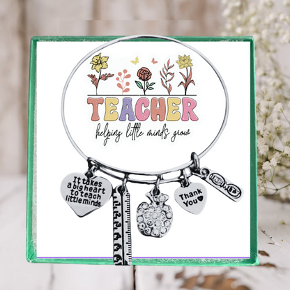 Teacher Big Heart Bangle Bracelet