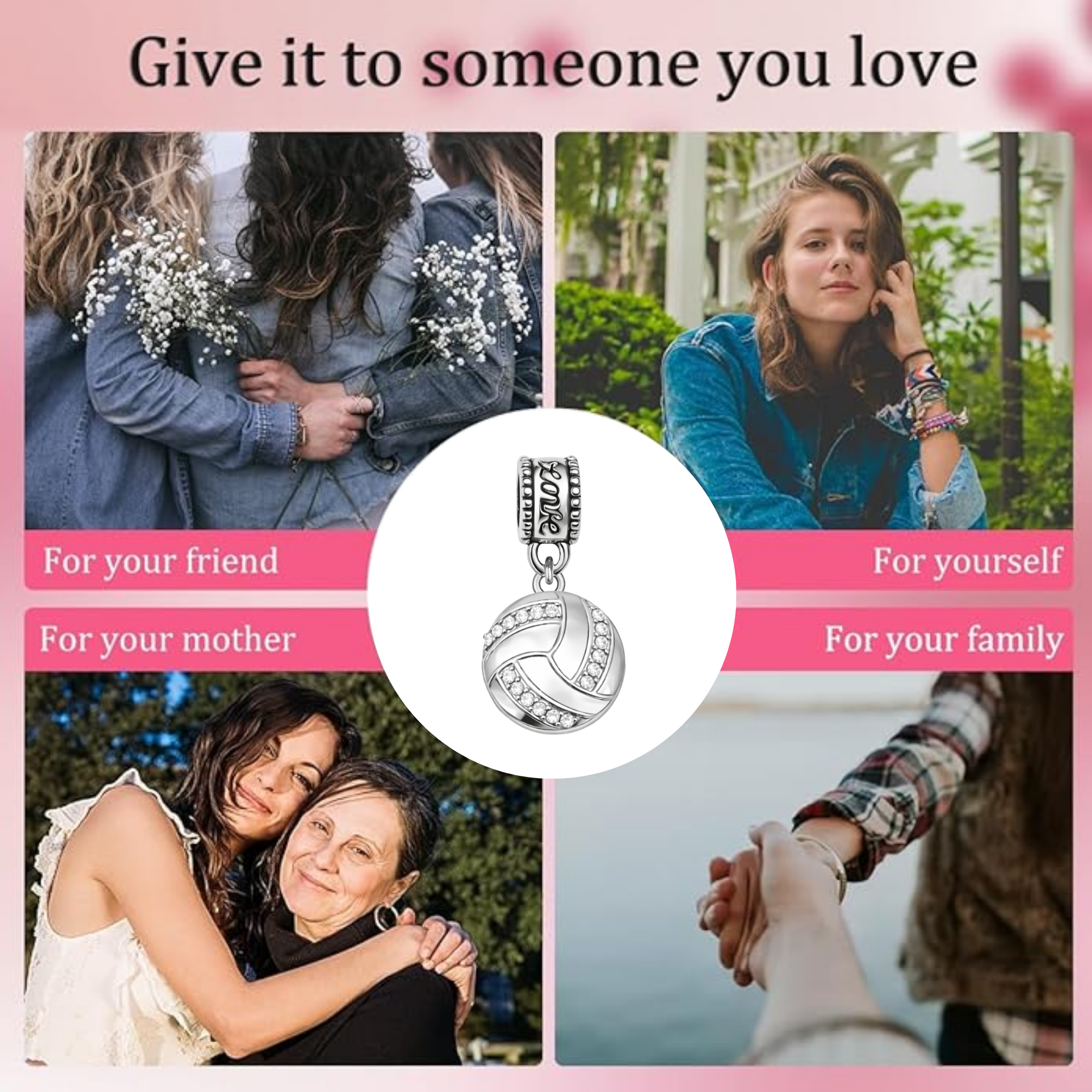 Volleyball CZ Charm Bead - Pick Color