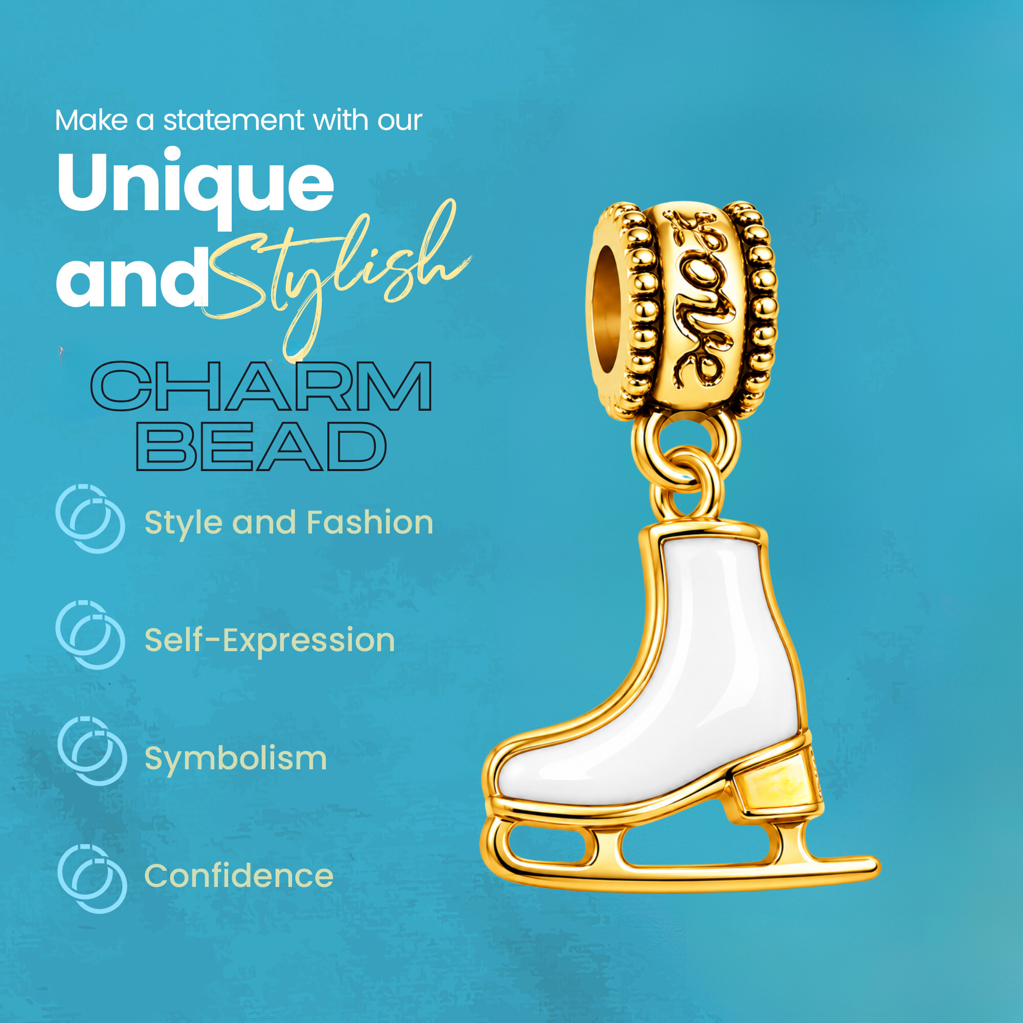 Figure Skate Charm Bead - Pick Color