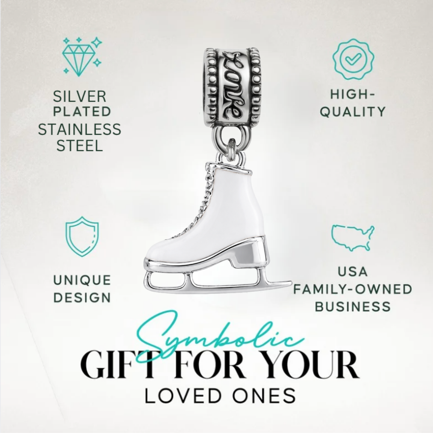 Figure Skate Charm Bead - Pick Color