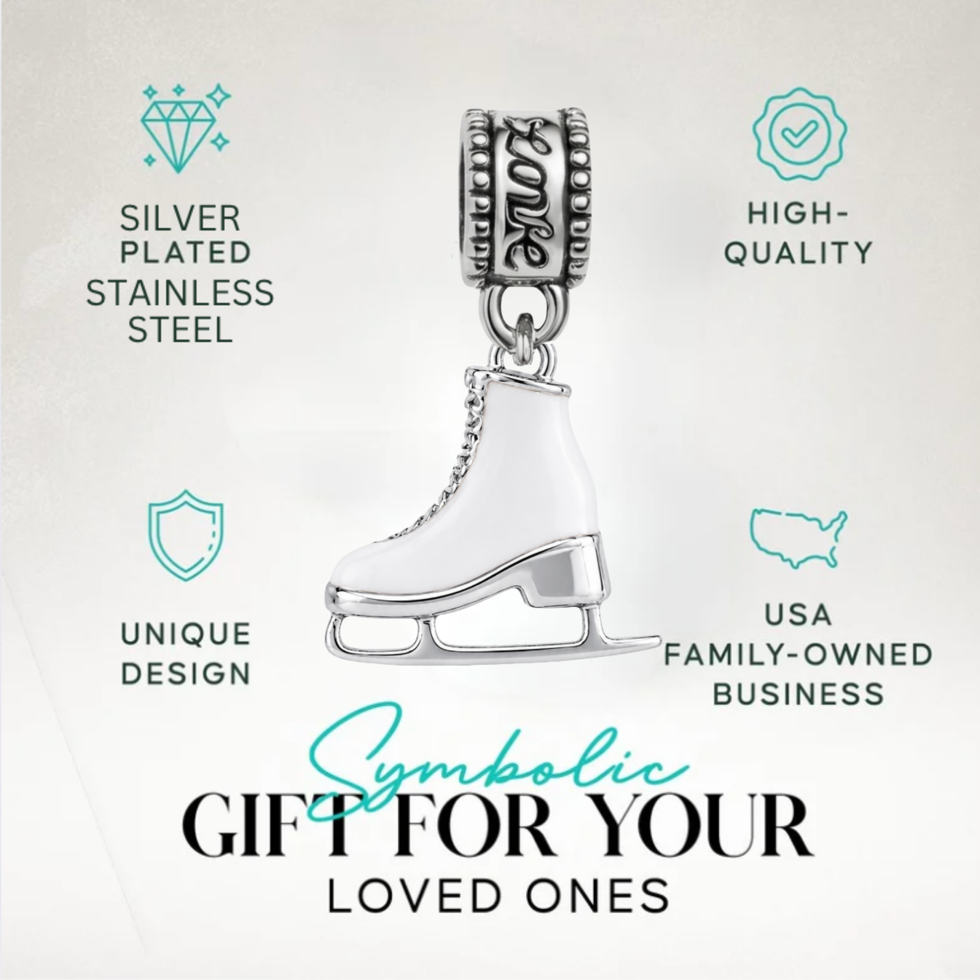 Figure Skate Charm Bead - Pick Color