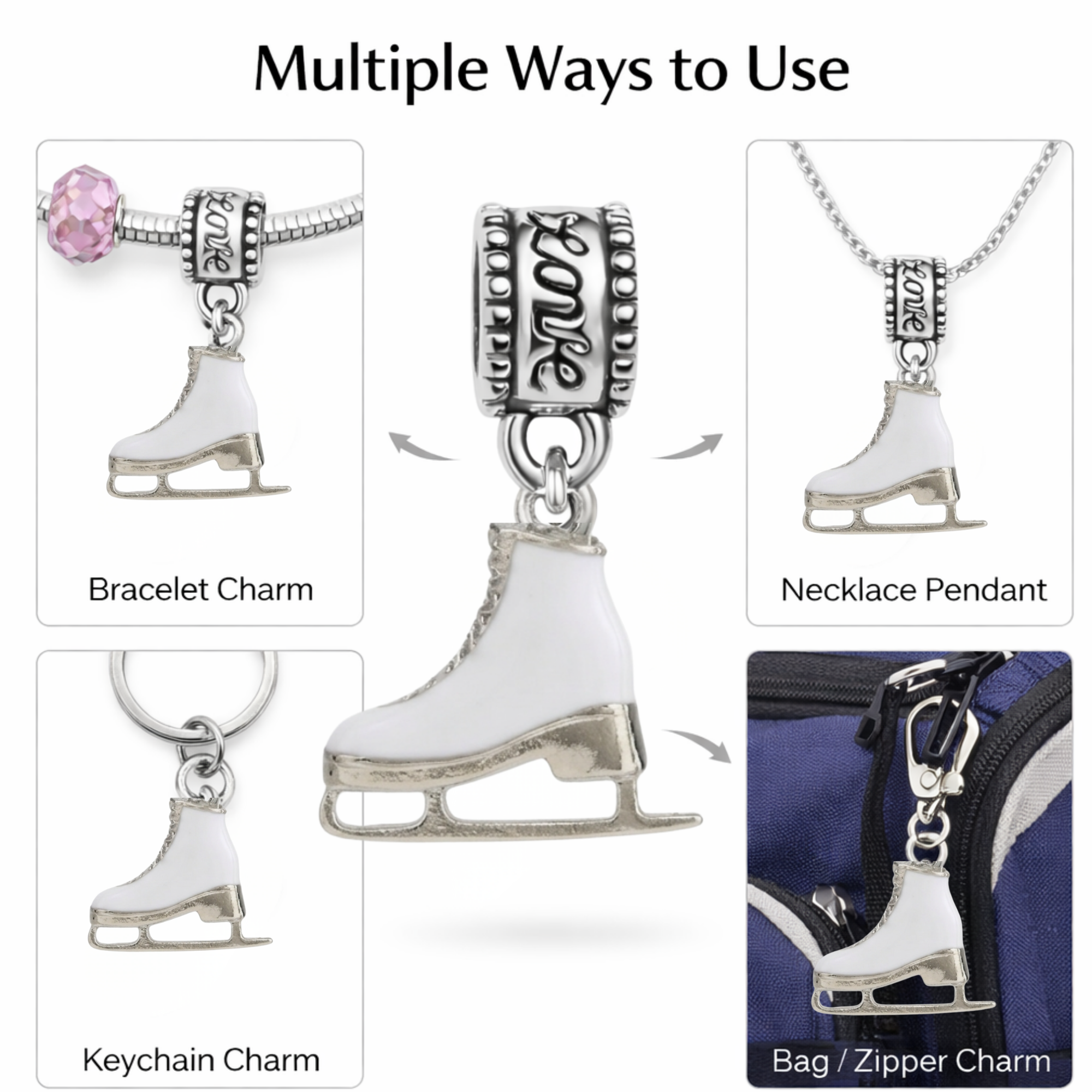 Figure Skate Charm Bead - Pick Color