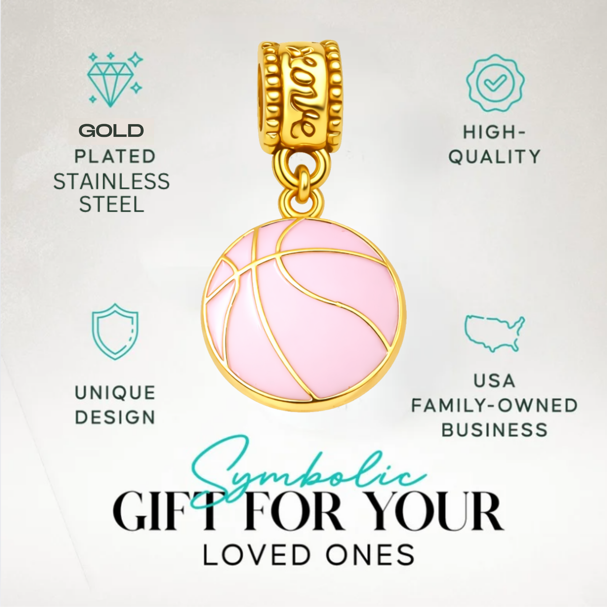 Pink Basketball Charm Bead