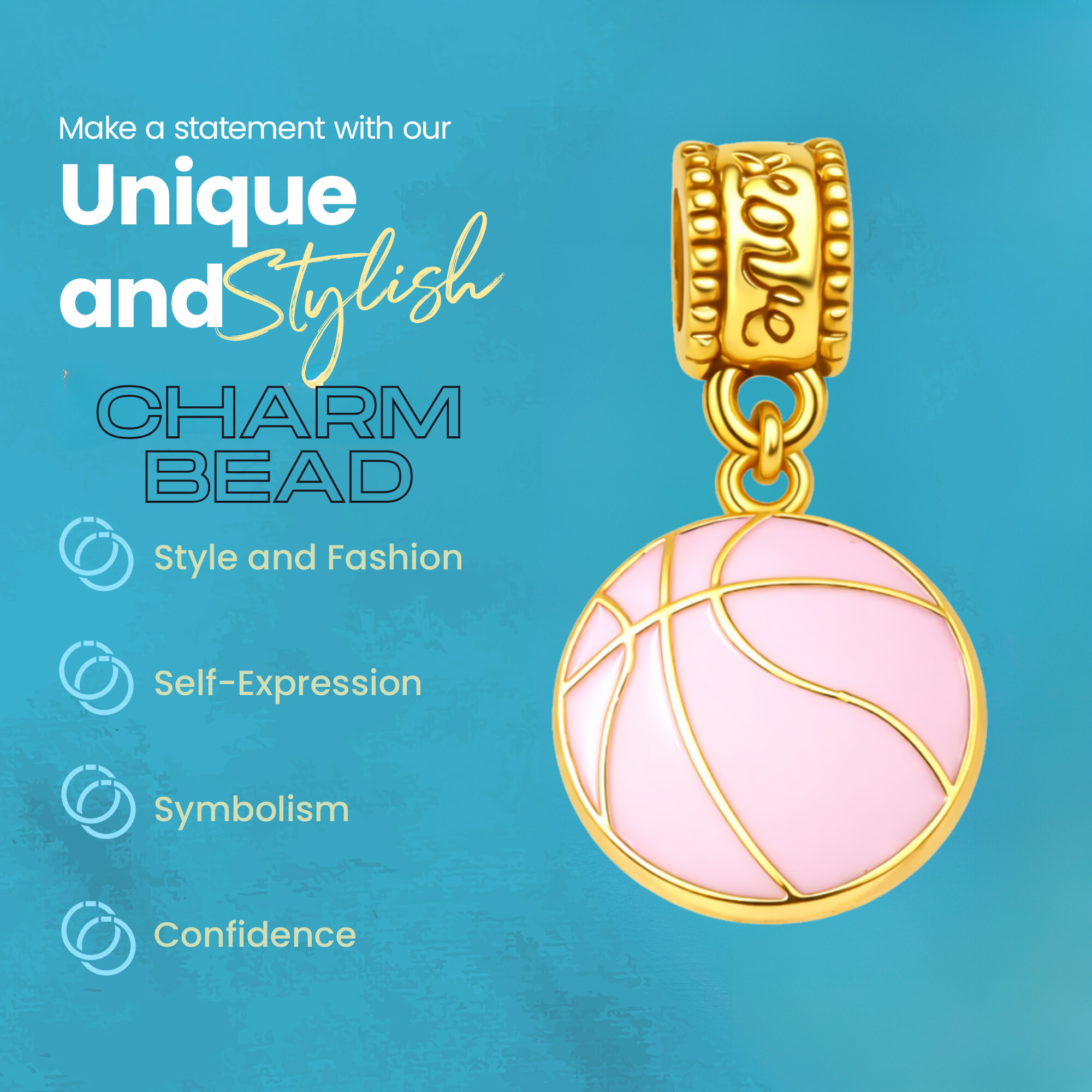 Pink Basketball Charm Bead