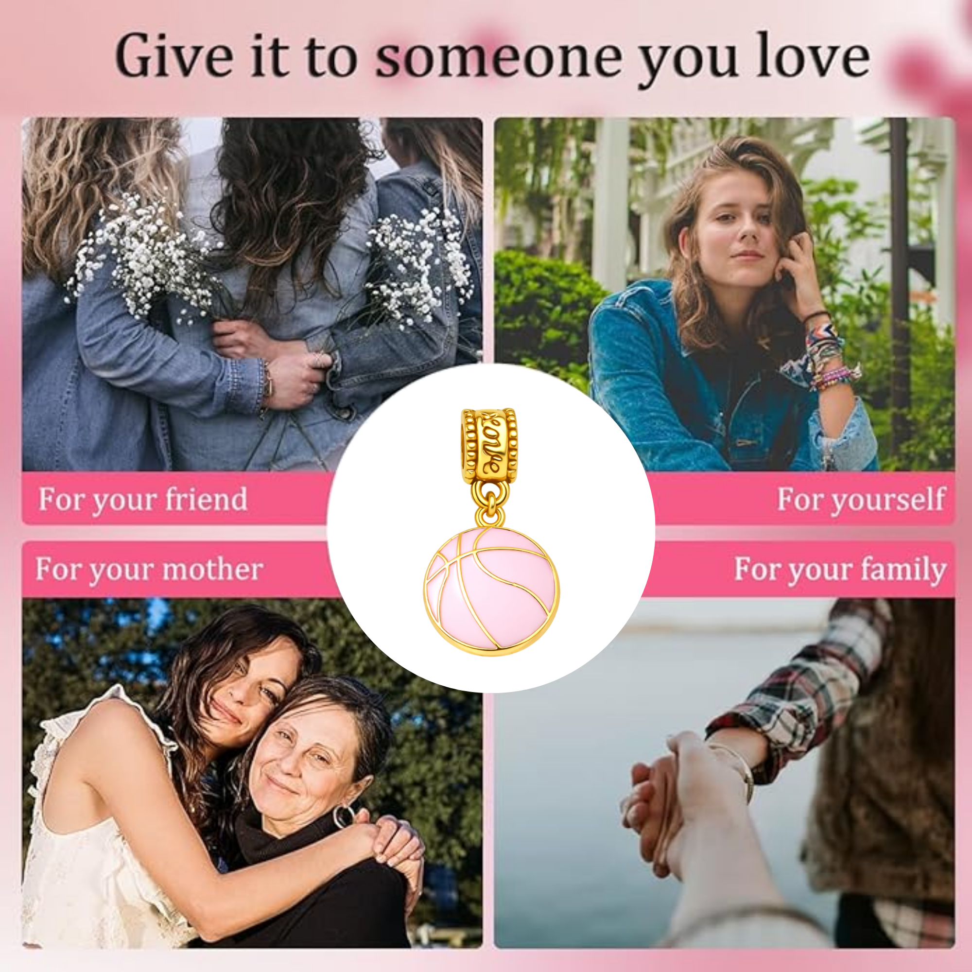 Pink Basketball Charm Bead
