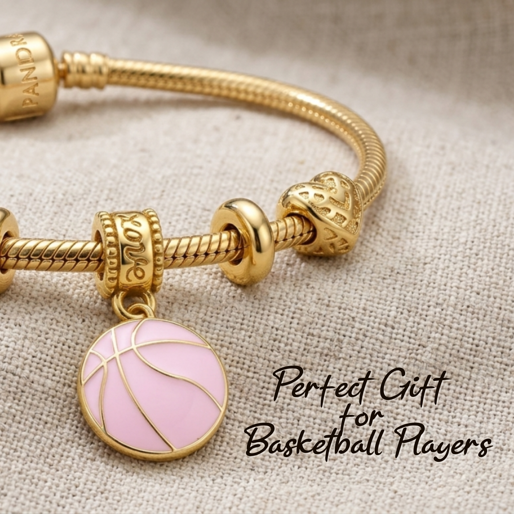 Pink Basketball Charm Bead