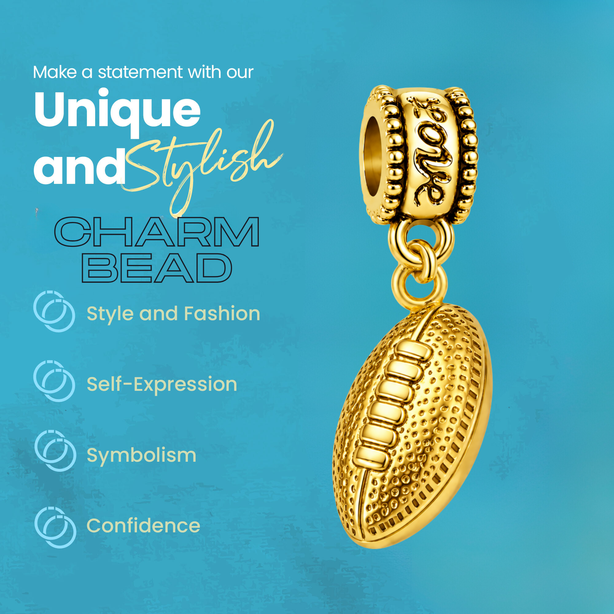 Football Gold Charm Bead