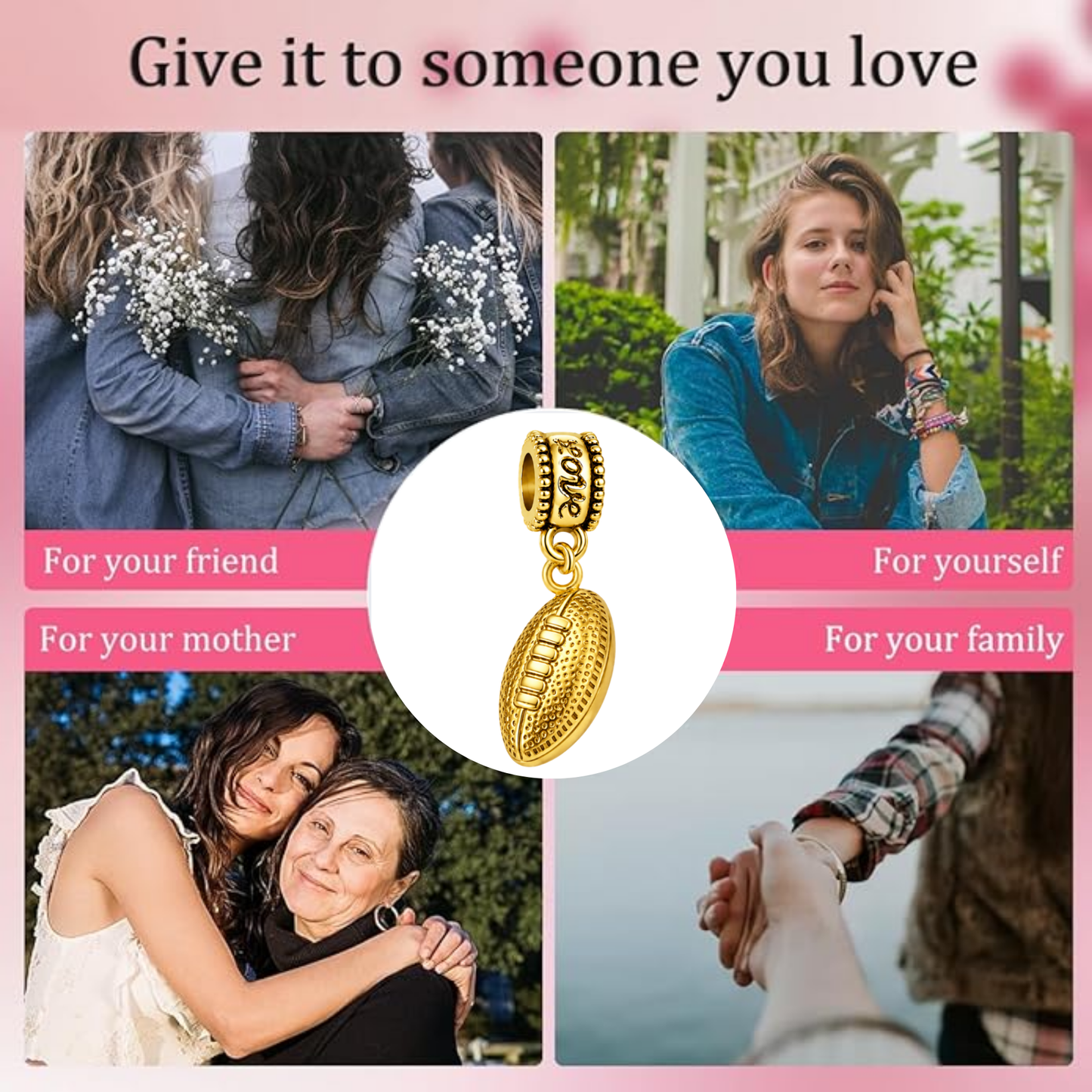 Football Gold Charm Bead