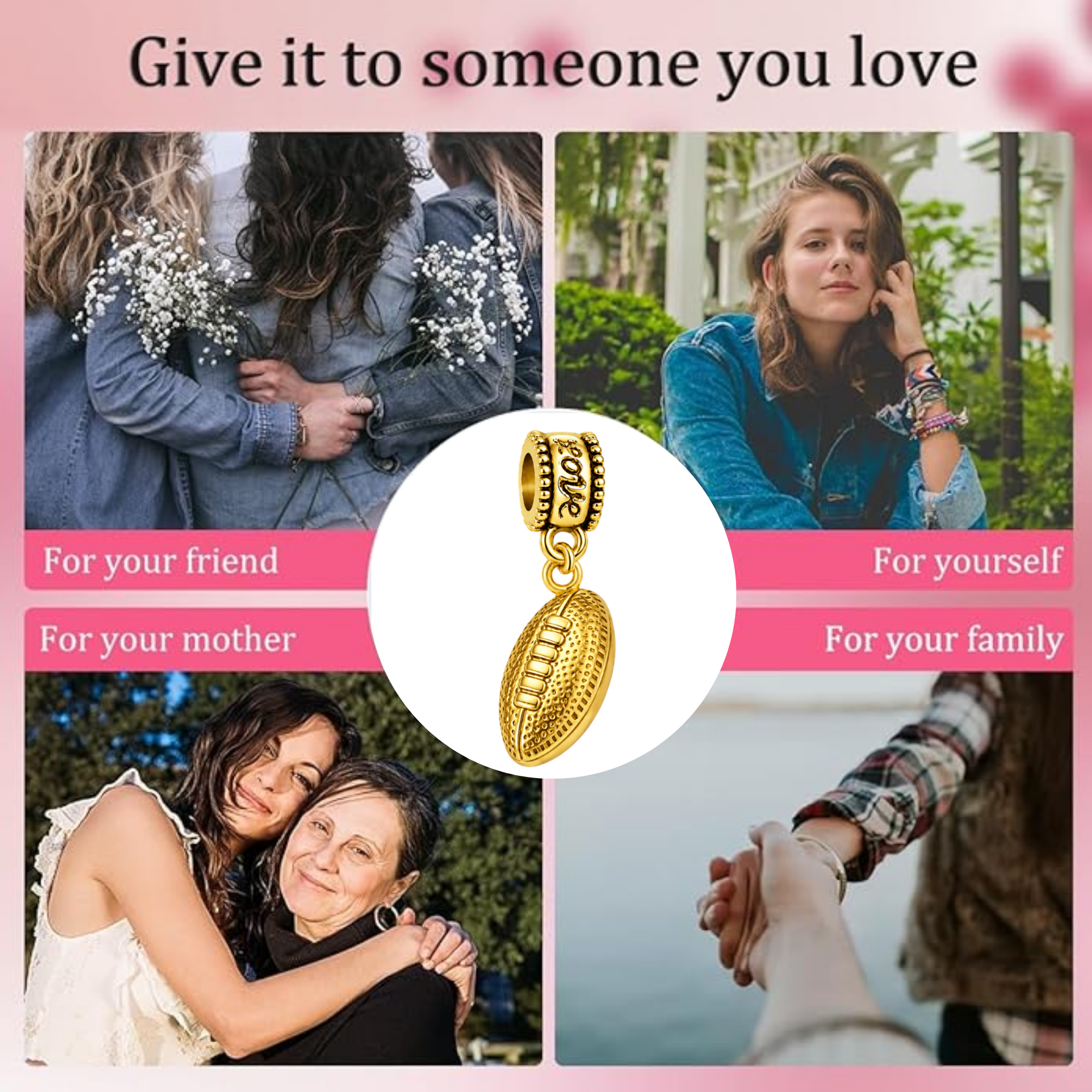 Football Gold Charm Bead