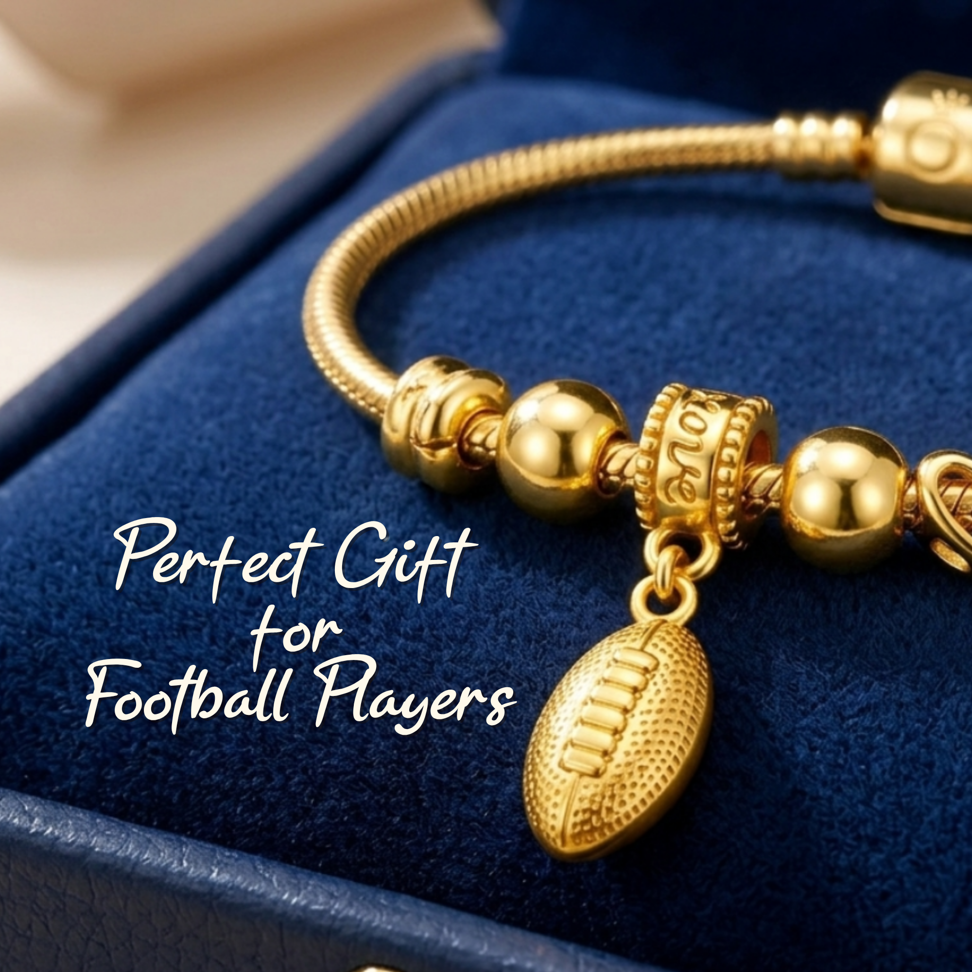 Football Gold Charm Bead