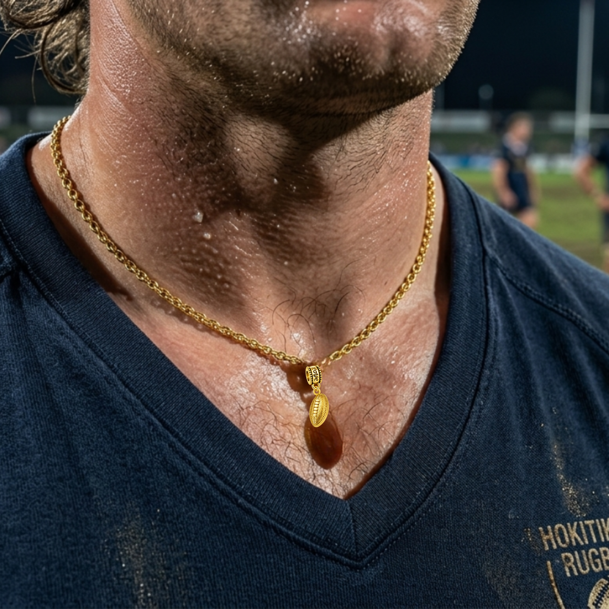 Football Gold Charm Bead
