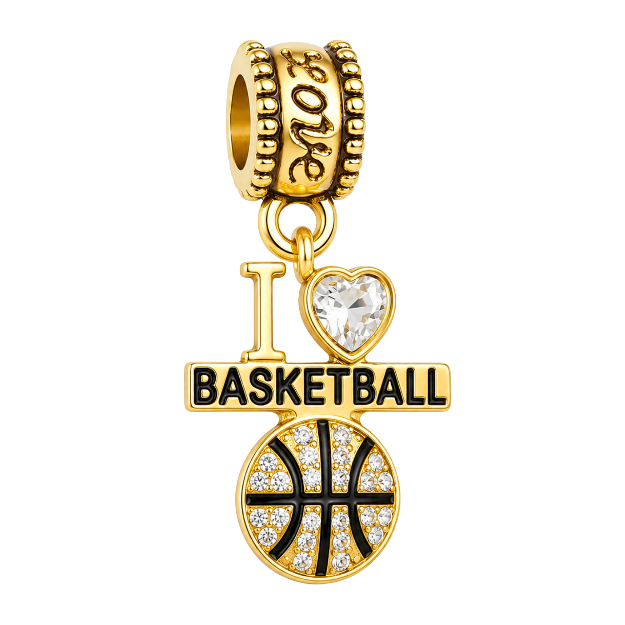I <3 Basketball CZ Charm Bead - Pick Color