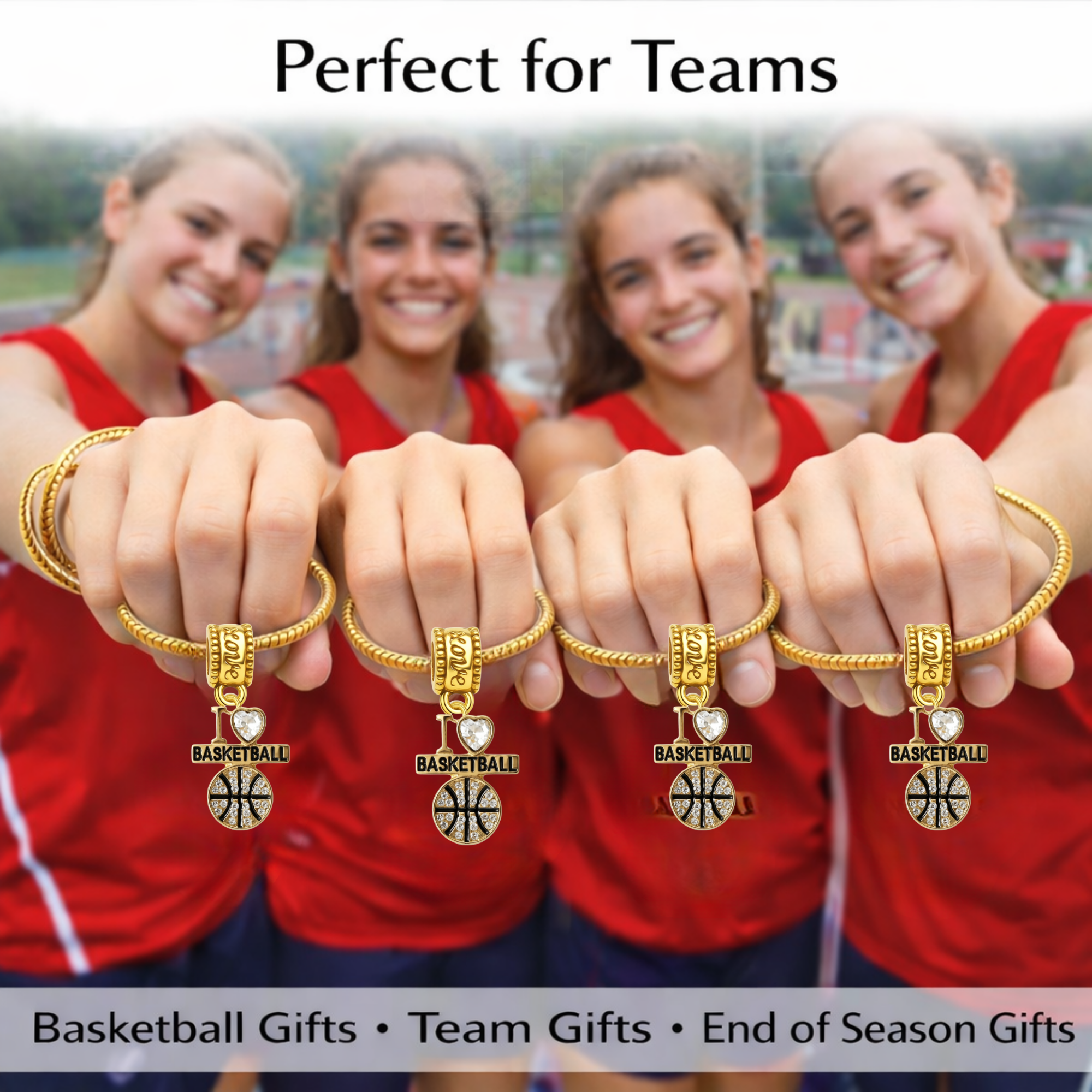 I <3 Basketball CZ Charm Bead - Pick Color