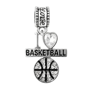 I <3 Basketball CZ Charm Bead - Pick Color