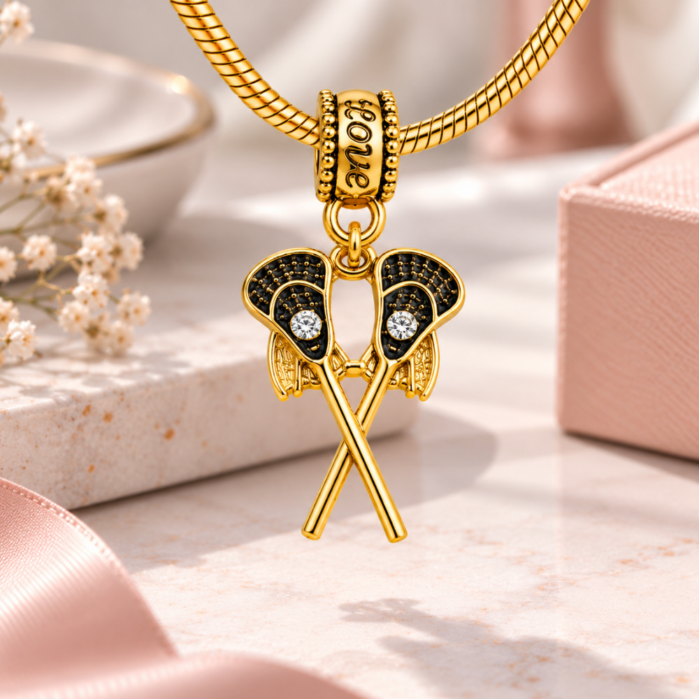 Lacrosse Charm Bead - Gold