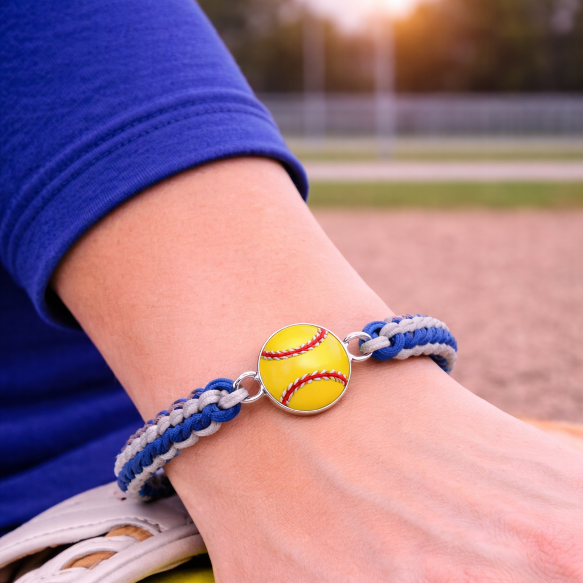 Multi Colored Yellow Softball Rope Bracelet - Pick Colors