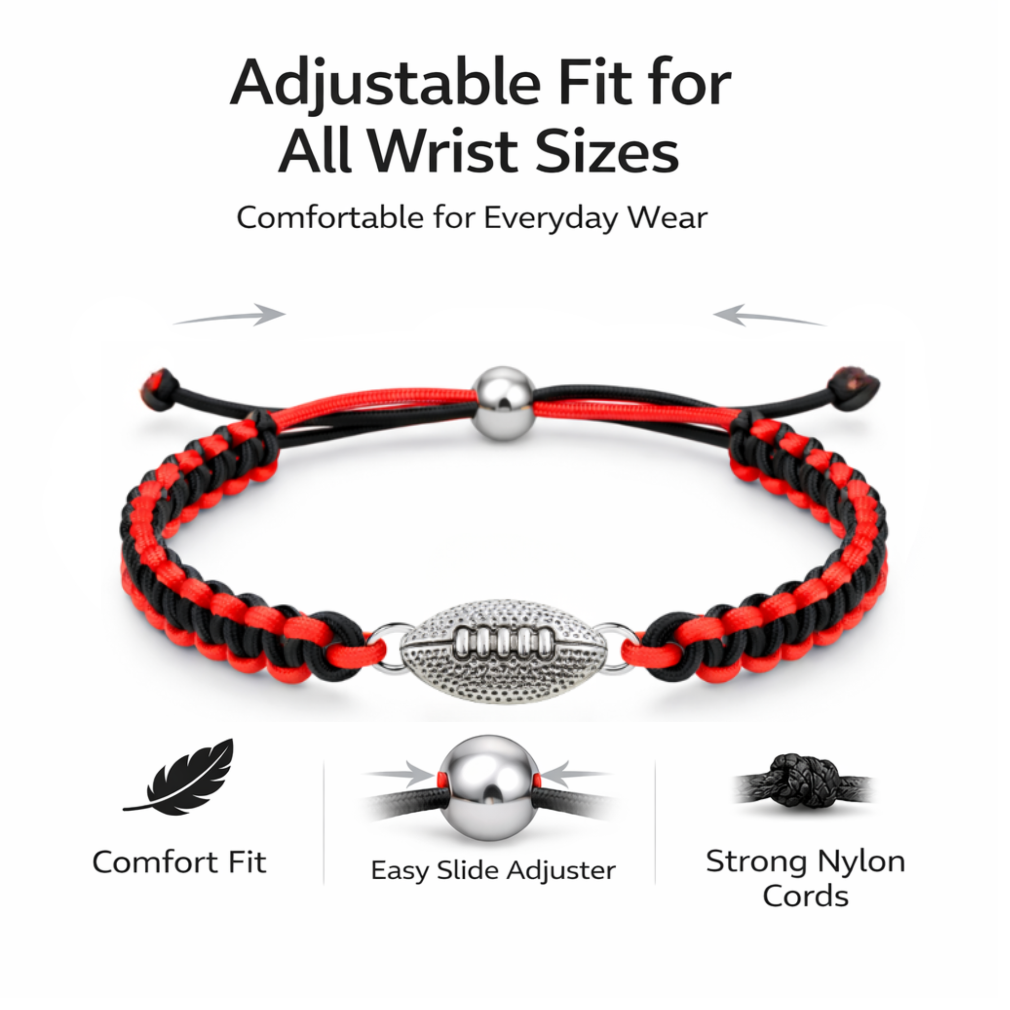 Multi Colored Football Rope Bracelet - Pick Color
