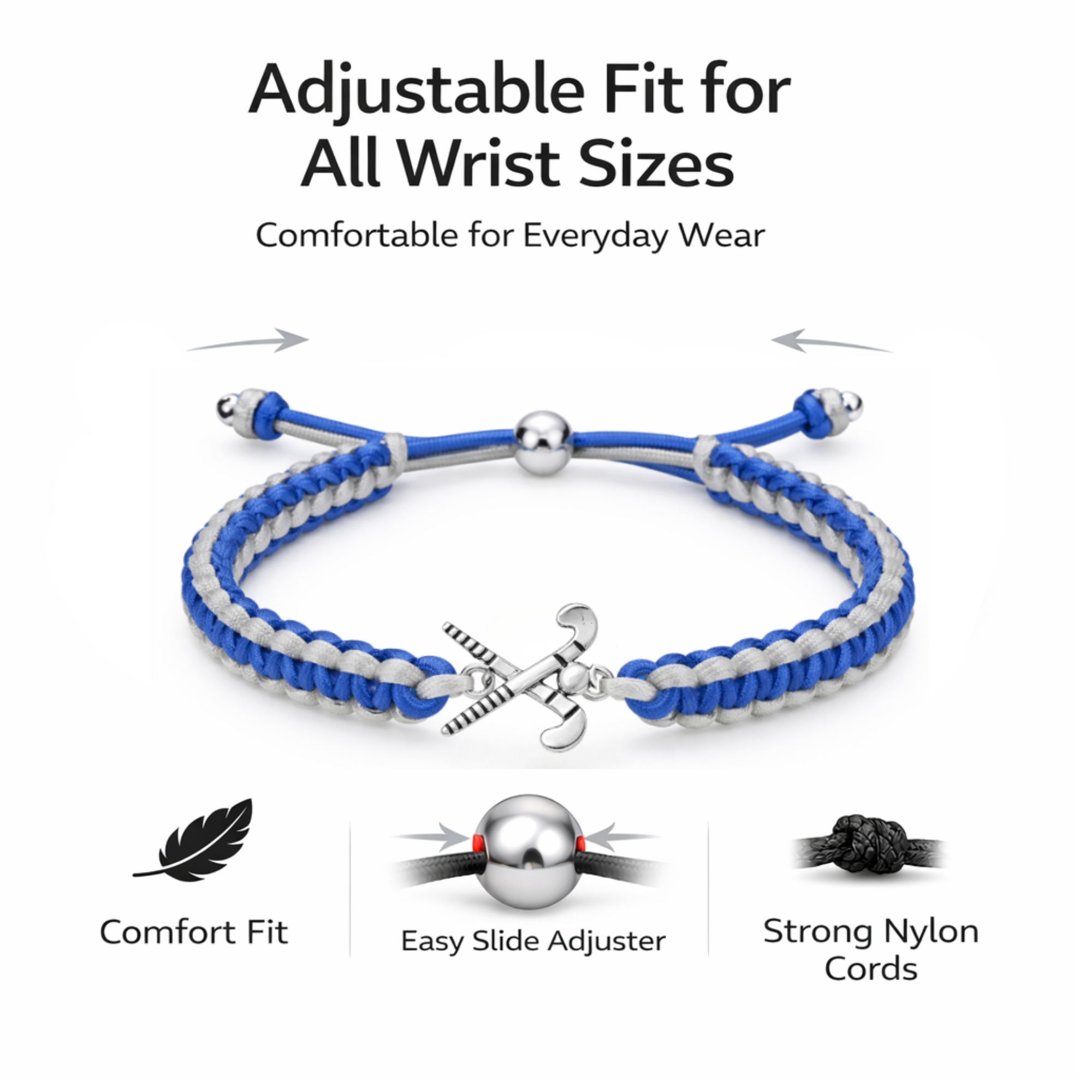 Field Hockey Multi Colored Rope Bracelet - Pick Colors
