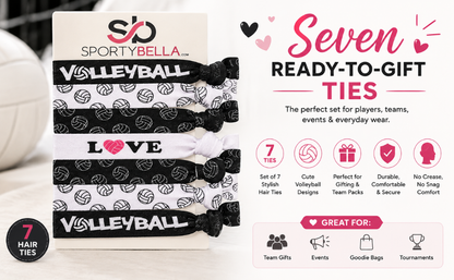 Girls Love Volleyball Hair Ties Set