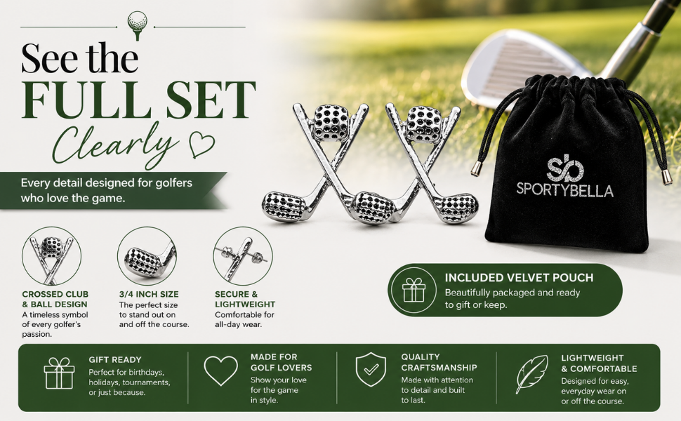 Golf Charm Stud Earrings