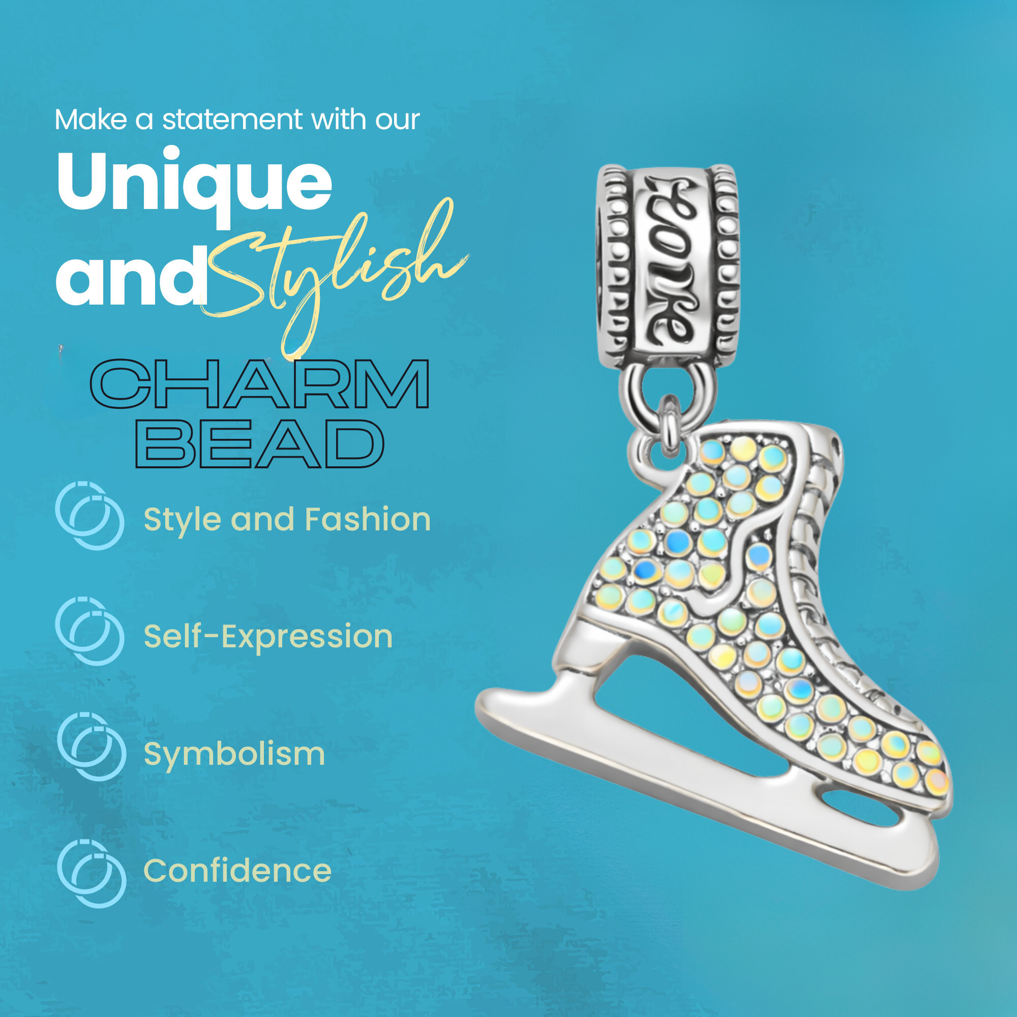 Figure Skate Charm Bead - Pick Style