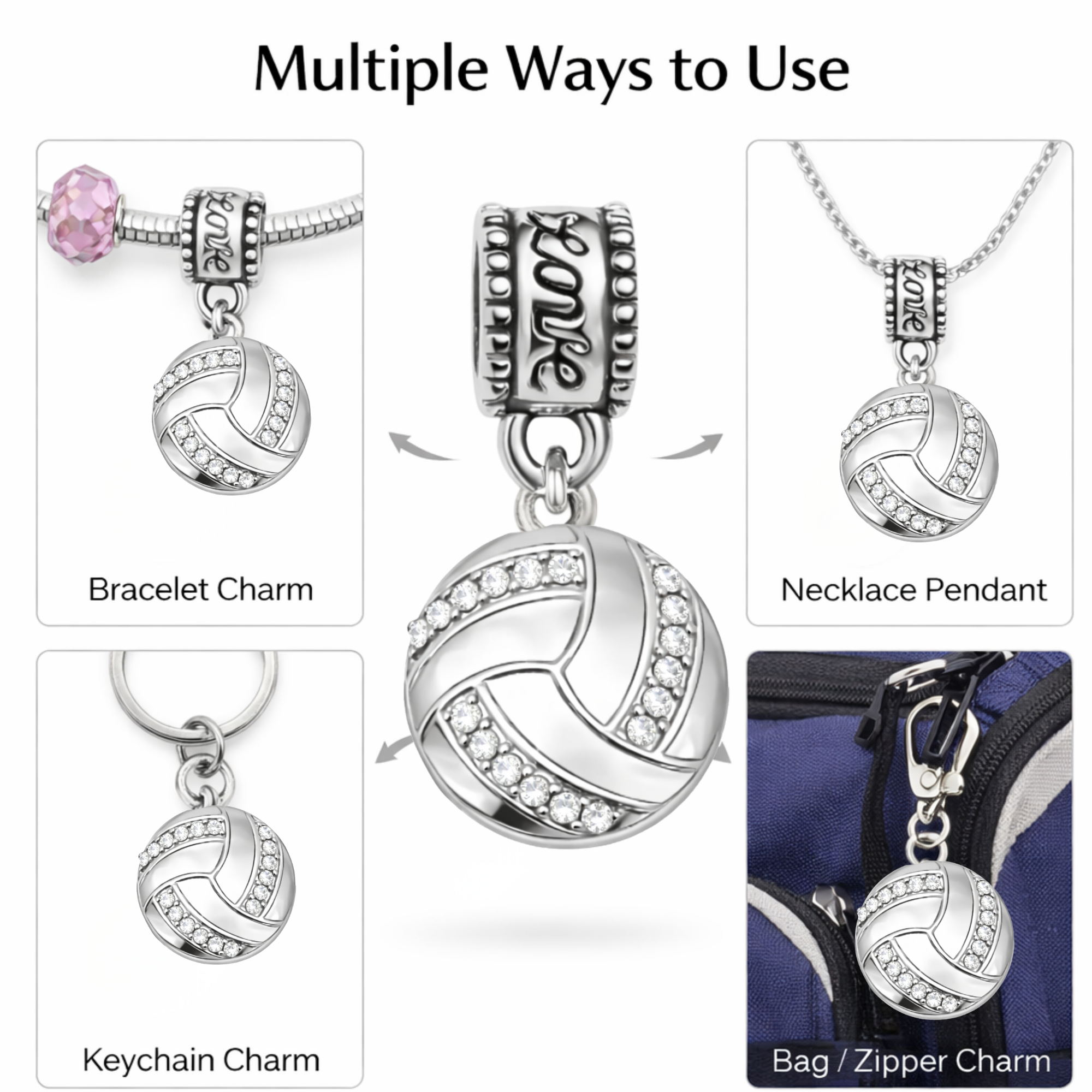 Volleyball Charm Bead - Pick Style