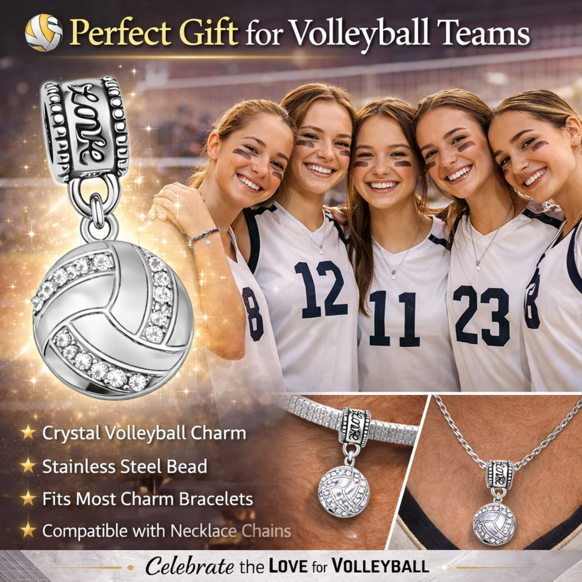 Volleyball Charm Bead - Pick Style