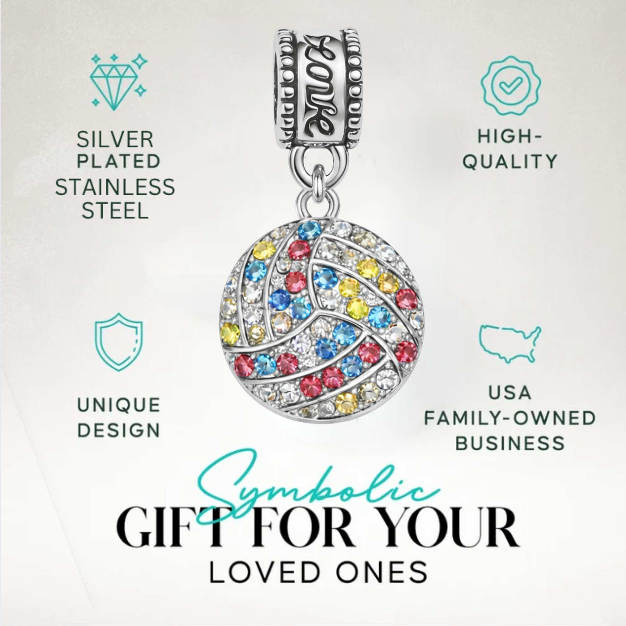 Volleyball Charm Bead - Pick Style