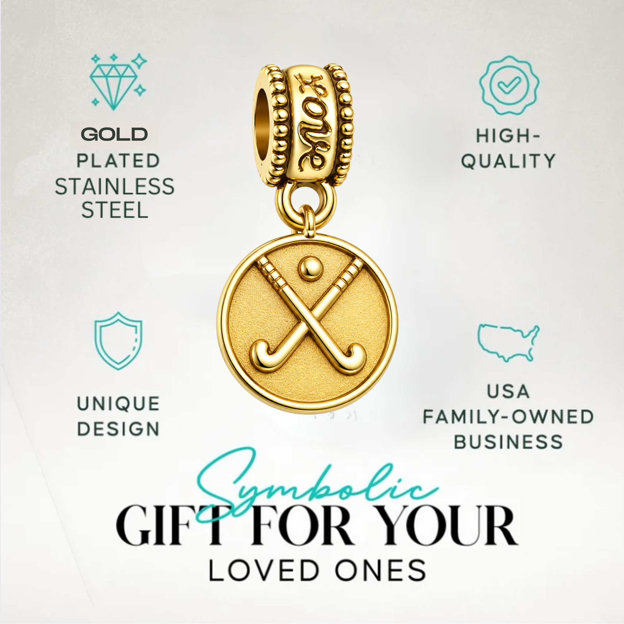 Field Hockey Charm Bead - Pick Color