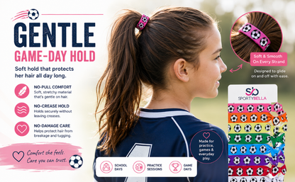 Girls Soccer Hair Ties Set-Multi Colored