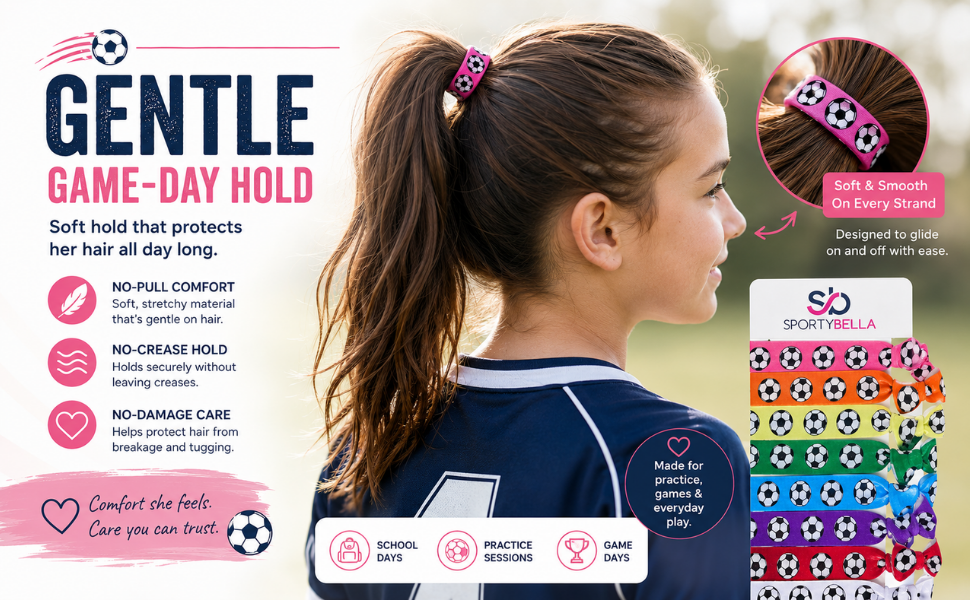 Girls Soccer Hair Ties Set-Multi Colored