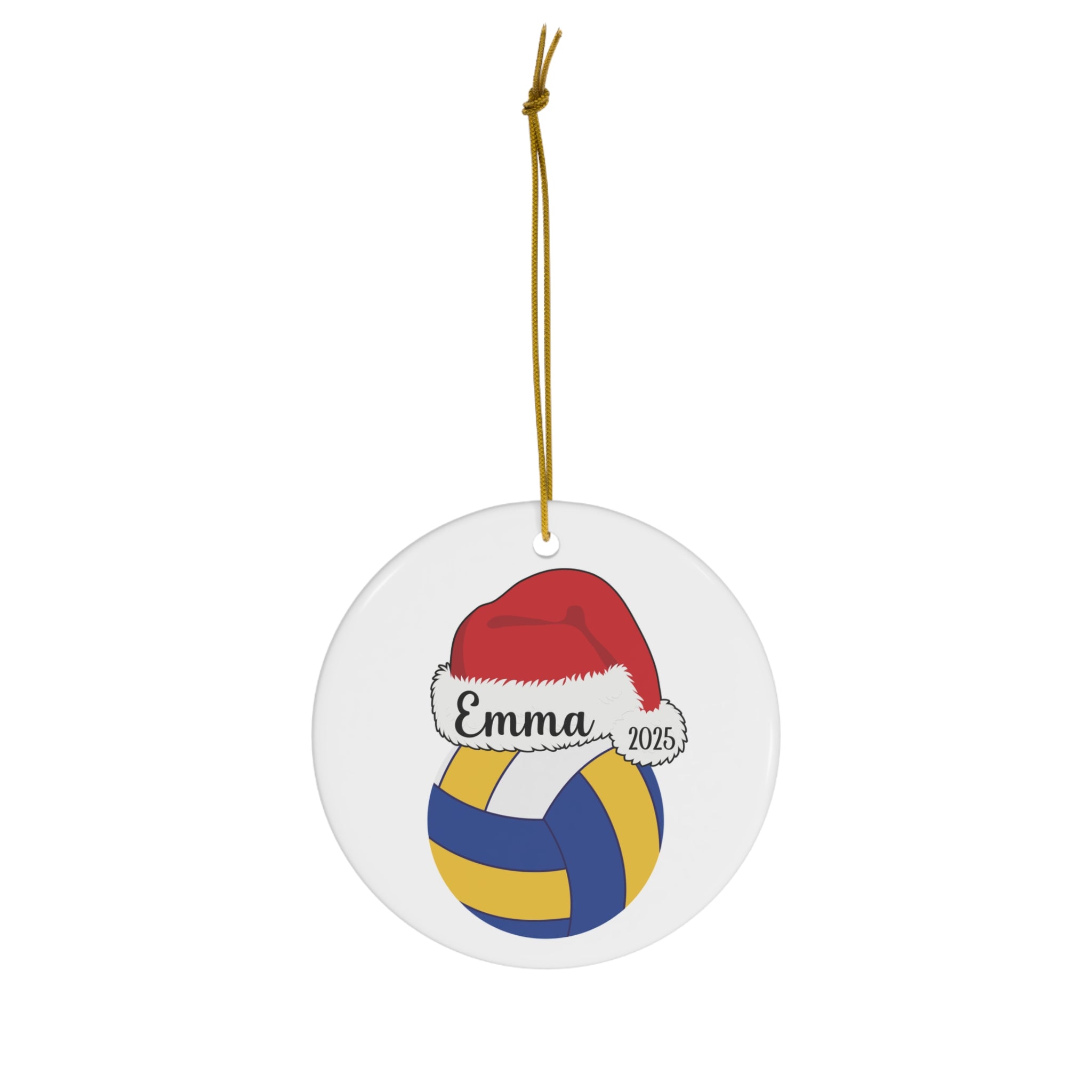 Personalized 2025 Volleyball Christmas Ornament - Christmas Hat