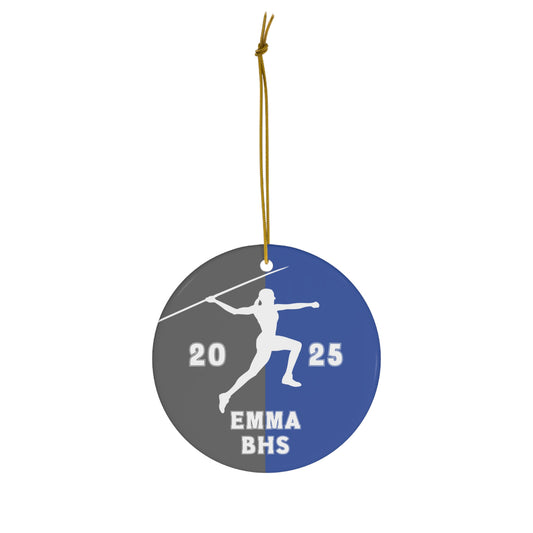 Javelin Ornament, 2025 Personalized Girls Track and Field Christmas Ornament, Ceramic Tree Ornament