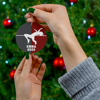 Discus Throw Ornament, 2025 Personalized Boys Track and Field Christmas Ornament, Ceramic Tree Ornament