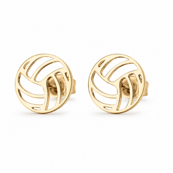 Gold Stainless Steel Volleyball Earrings
