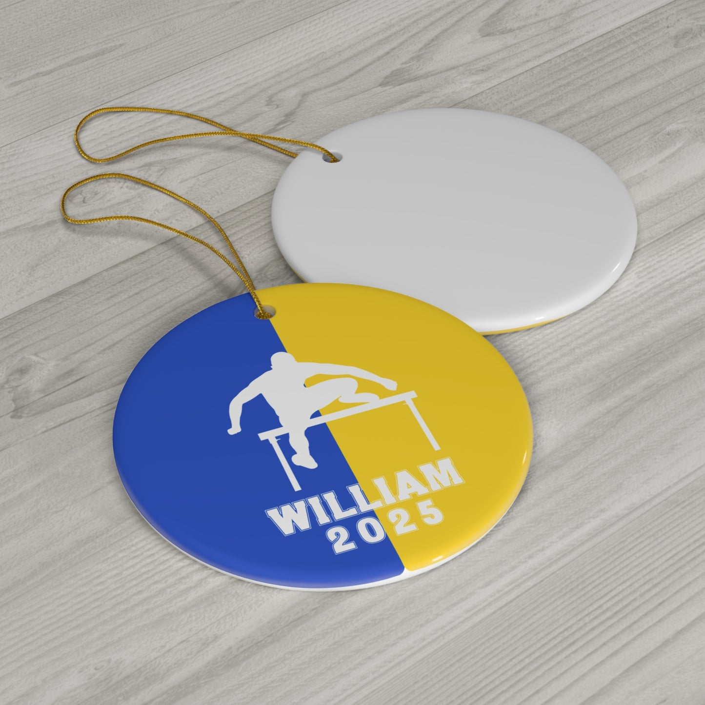 Track and Field Ornament, 2025 Personalized Boys Hurdle Christmas Ornament, Ceramic Tree Ornament For Runners