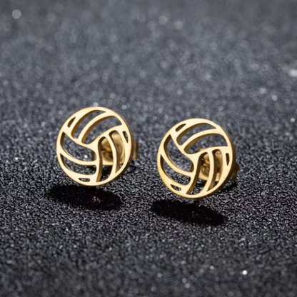 Gold Stainless Steel Volleyball Earrings