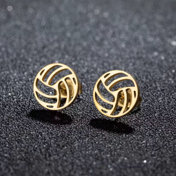Gold Stainless Steel Volleyball Earrings