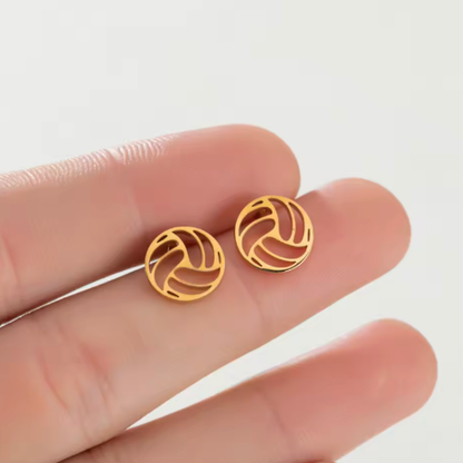 Gold Stainless Steel Volleyball Earrings