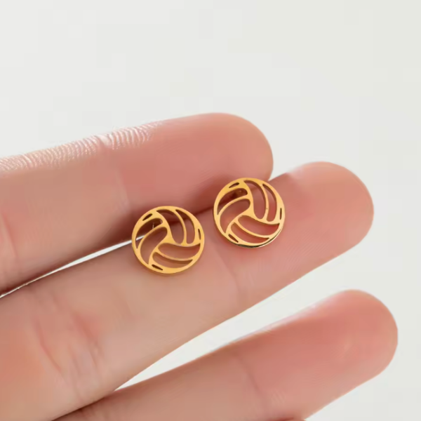 Gold Stainless Steel Volleyball Earrings