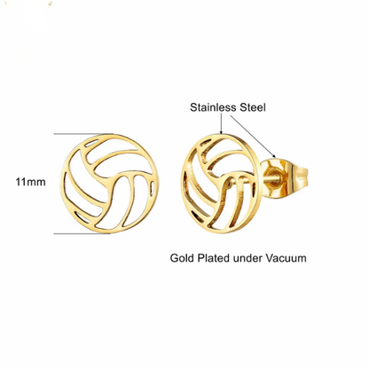 Gold Stainless Steel Volleyball Earrings