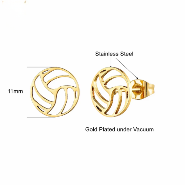 Gold Stainless Steel Volleyball Earrings