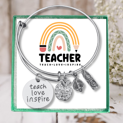 Teacher Love Inspire Bangle Bracelet