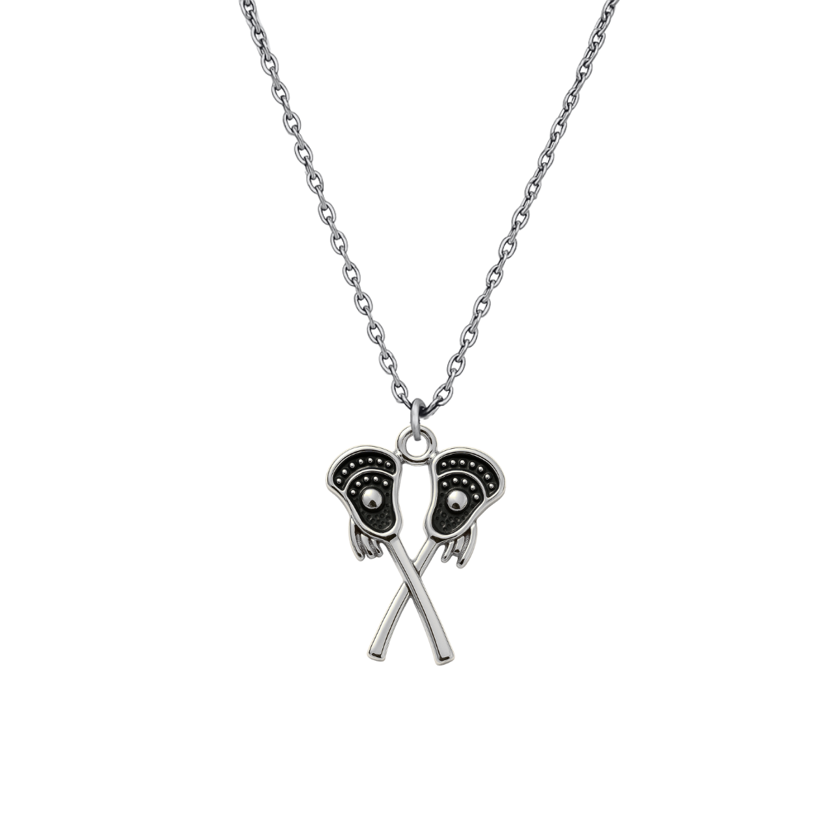 Girls Lacrosse Double Stick Rhinestone Necklace