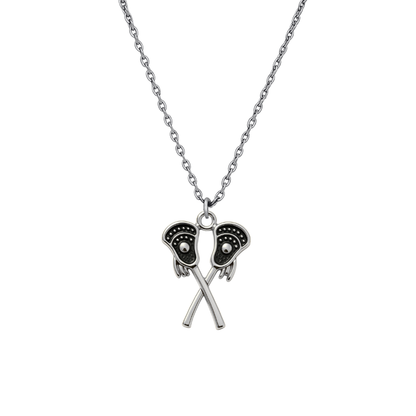 Girls Lacrosse Double Stick Rhinestone Necklace