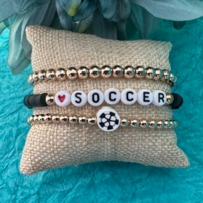 Soccer Stackable 3pc Bracelet Set