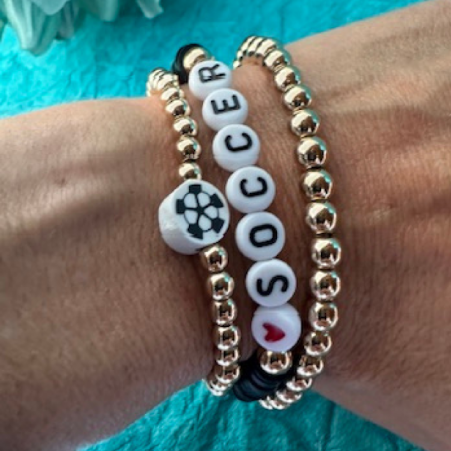 Soccer Stackable 3pc Bracelet Set