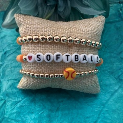 Softball Stackable 3pc Bracelet Set